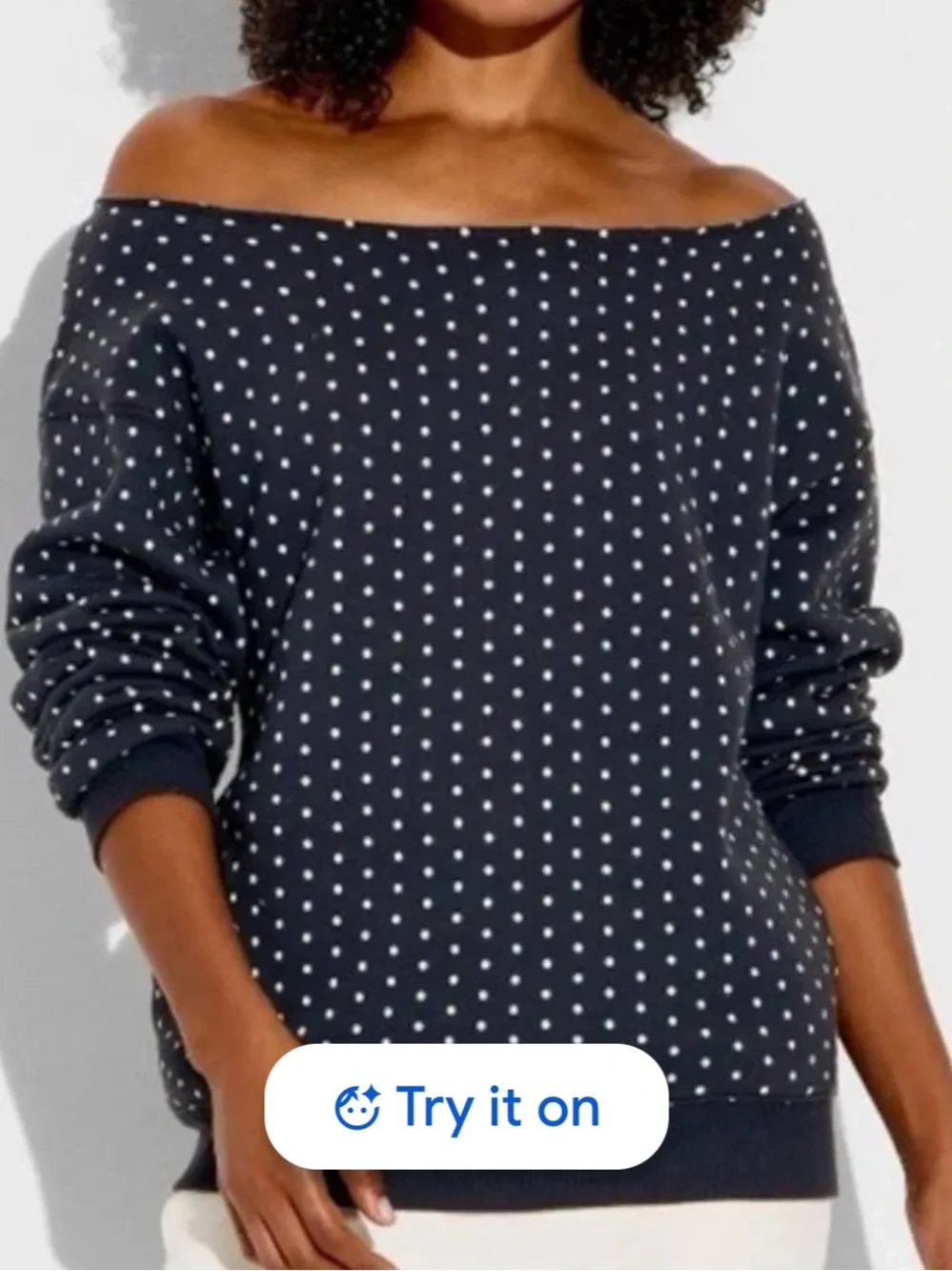 Wild Fable NWT Navy
Blue/white Polka Dot Off The Shoulder Sweatshirt - Picture 3 of 7